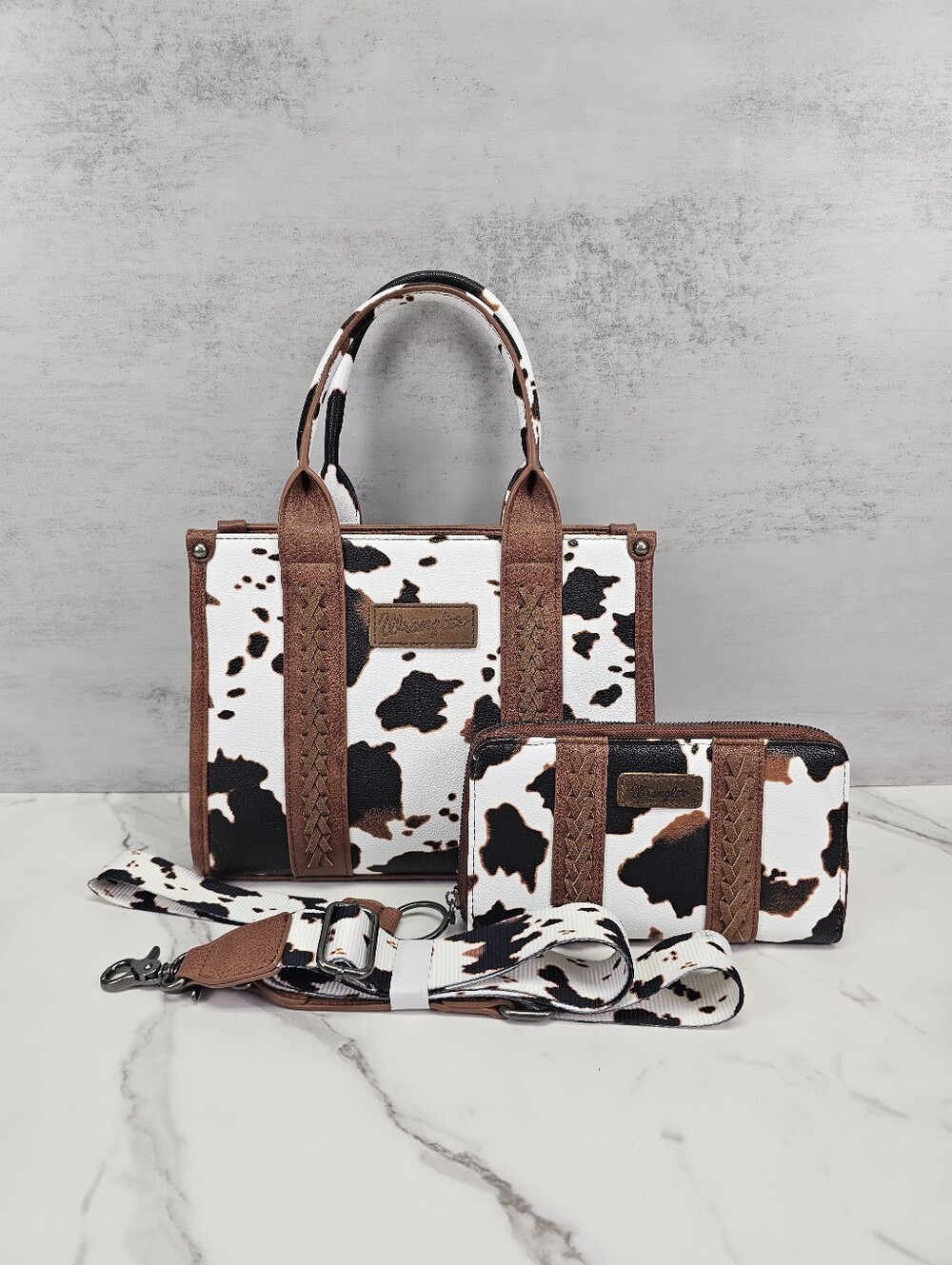 Wrangler Cow Print Tote Bag With Wallet